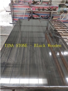Black Wooden Marble Stone Slabs Floor Buildling