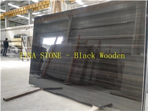 Black Wooden Marble Stone Slabs Polished Finished