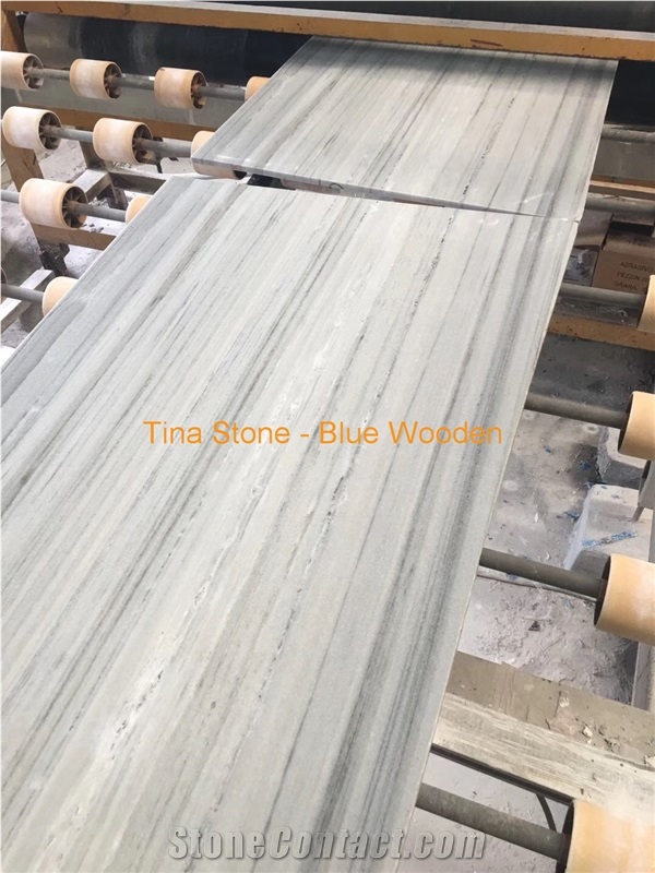 Blue Wooden Marble Stone Slab Tiles Floor Covering