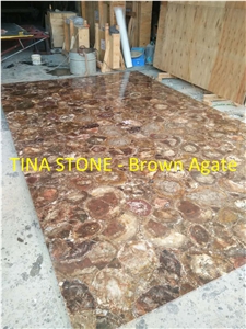 Brown Agate Gemstone Precious Stone Slabs Tiles