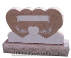 Brown Red Granite Double Heart Shape Monuments