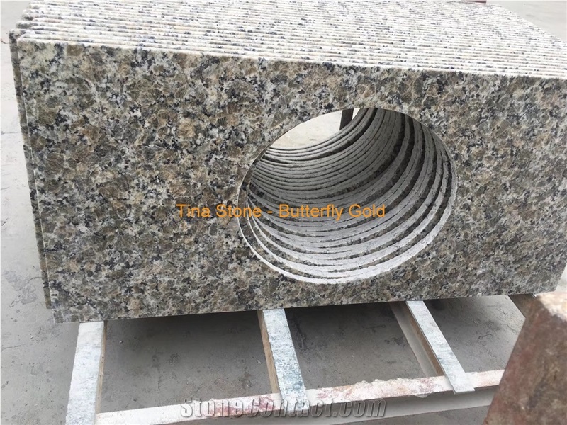 Butterfly Gold Granite Stone Slabs Floor Covering