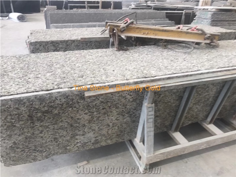 Butterfly Gold Granite Stone Slabs Wall Covering