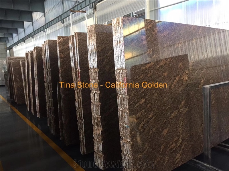 California Golden Granite Stone Slabs Floor Tiles