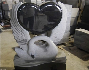 China Black Granite Monument Swan Heart Tombstone
