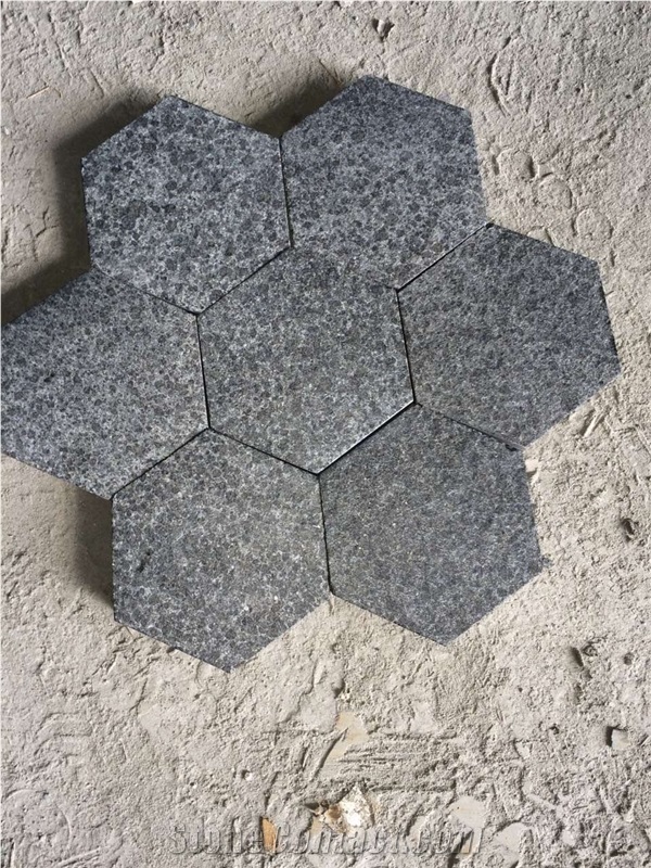 China Grey Granite G684 Tiles with Flamed Hexagon