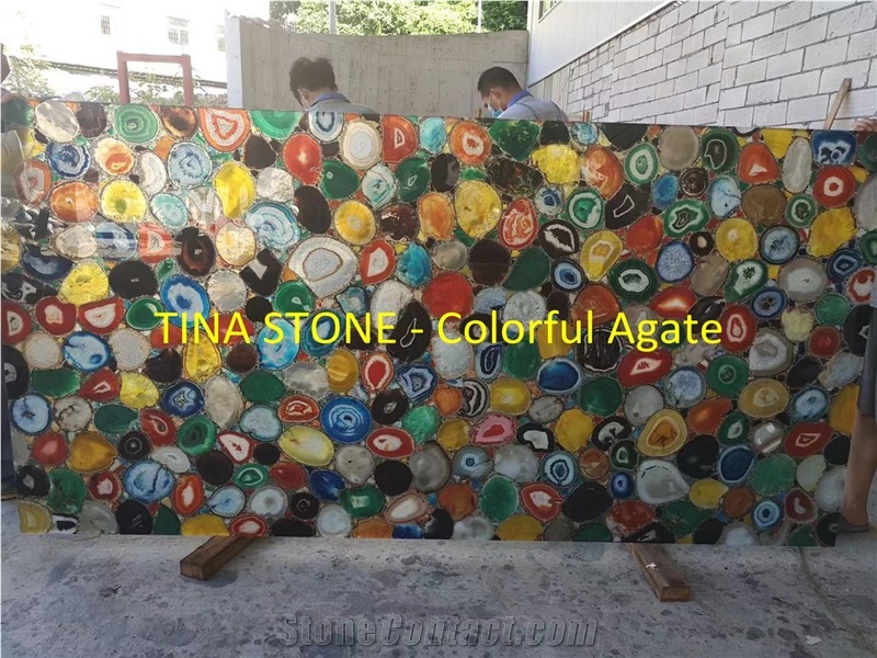 Colorful Agate Gemstone Precious Stone Slabs Tiles