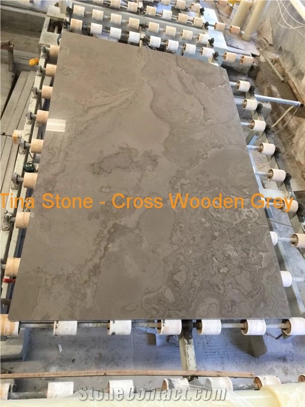Cross Wooden Grey Marble Polished Floor Covering