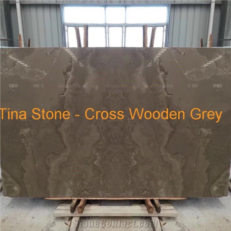 Cross Wooden Grey Marble Polished Floor Covering