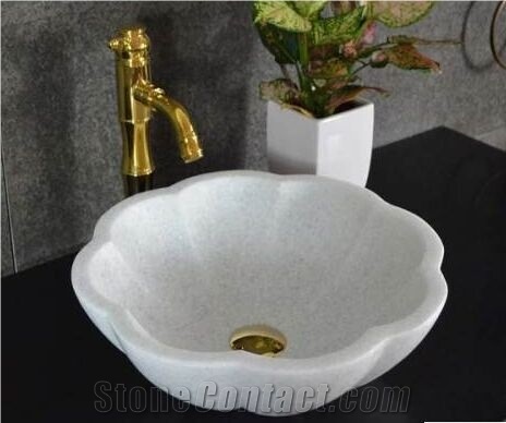 Crystal White Marble Sinks Basins Bathroom Sinks