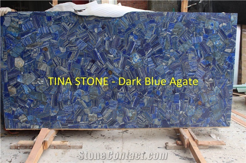 Dark Blue Agate Gemstone Precious Stone Slab Tiles