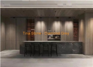Diamond Grey Marble Stone Slabs Kitchen Bathroom