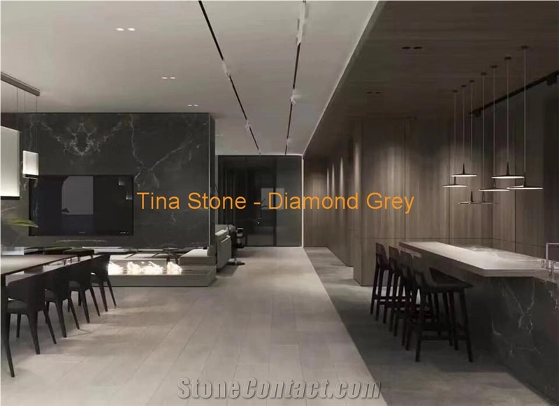 Diamond Grey Slabs Marble Tile Floor Wall Covering