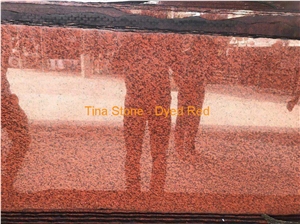 Dyed Red Granite Polished Slabs Tiles Wall Floor