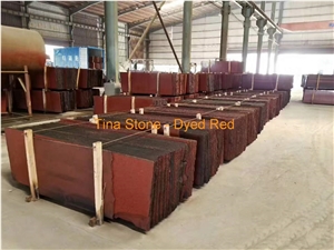 Dyed Red Granite Polished Slabs Tiles Wall Floor