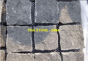 G684 Granite Black Stone Cobble Floor Flamed