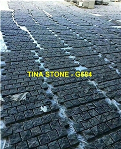 G684 Granite Black Stone Cobble Floor Flamed