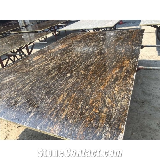 Golden Brown Granite Tile Slabs Wal Floor Covering