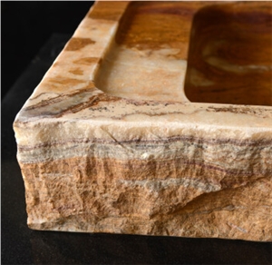 Golden Onyx Stone Rectangle Sinks Basins Natural