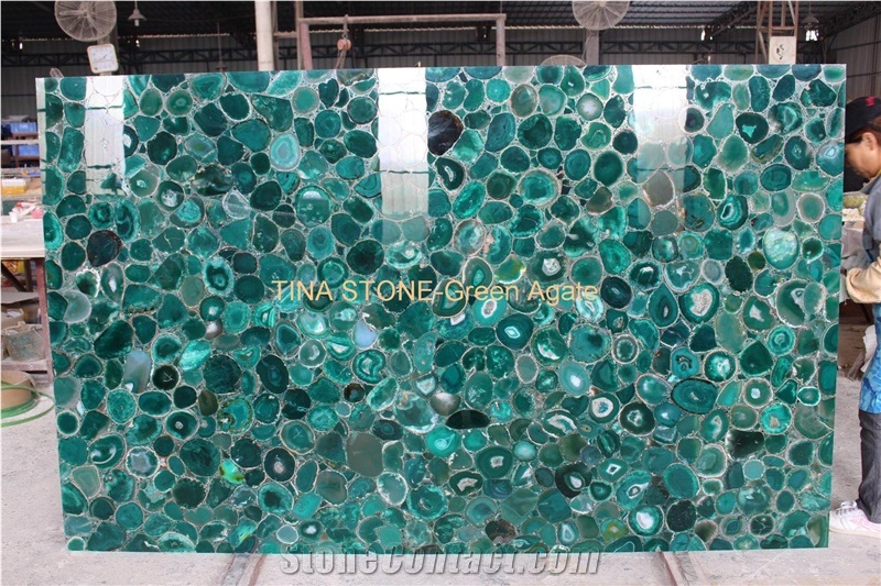 Green Agate Natual Gemstone Semiprecious Tiles