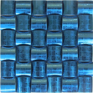 Interior Stone Mosaic Metal Mosaic Blue Color Wall