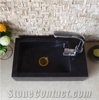 Limestone Black Color Stone Sinks Basins Kitchen
