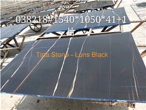 Luns Black Stone Marble Floor Covering Polished