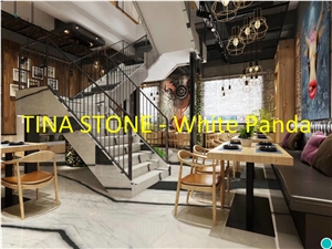 Panda White Marble China Stone Slabs Tiles Floor