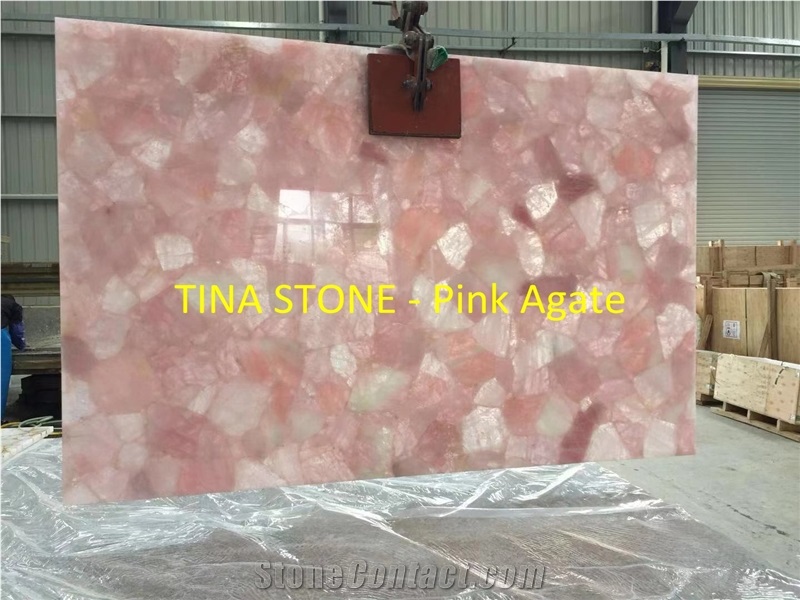 Pink Agate Gemstone Precious Stone Slabs Tiles