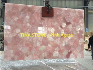 Pink Agate Gemstone Precious Stone Slabs Tiles