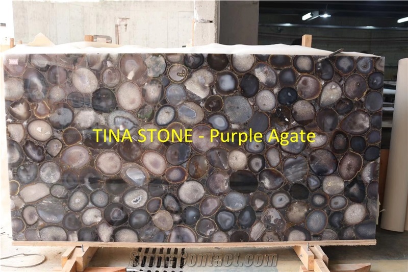 Purple Agate Gemstone Precious Stone Slabs Tiles