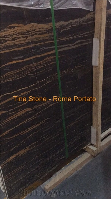 Roma Portato Black Marble Stone Slab Tile Building