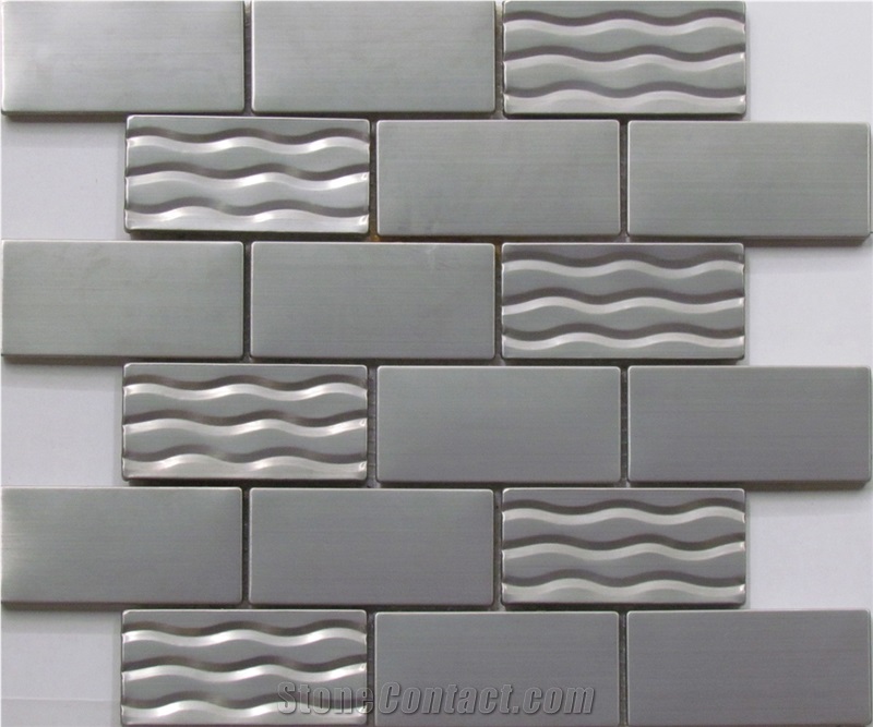 Silvery Metal Stone Mosaic Wall Floor Pattern