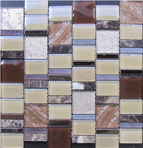 Stone Crystal and Stone Mixed Glass Mosaic