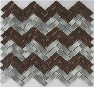 Stone Mosaic Metal Mosaic Brown Sliver Color