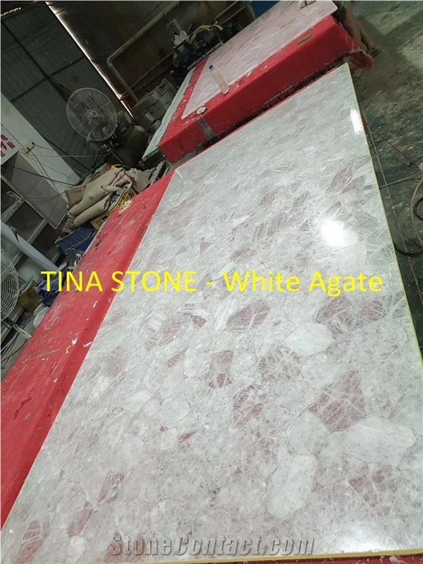 White Agate Gemstone Precious Stone Slabs Tiles