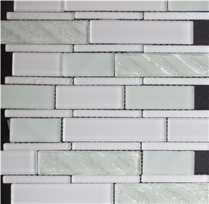 White and Green Color Marble Mosaic Linear Strips