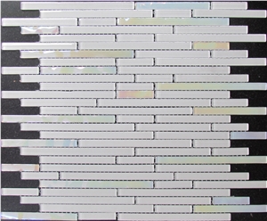 White Basketweave Mosaic Linear Strips Decoration