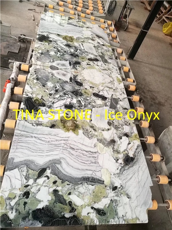 White Ice Flake Jade Marble Slabs for Walling