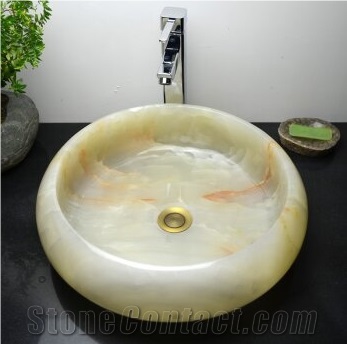 White Onyx Stone Wash Sink Basin Sinks Vessel