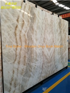 Wooden Onyx Book Match Stone Marble Slabs Tiles