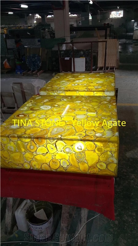Yellow Agate Gemstone Precious Stone Slabs Tiles