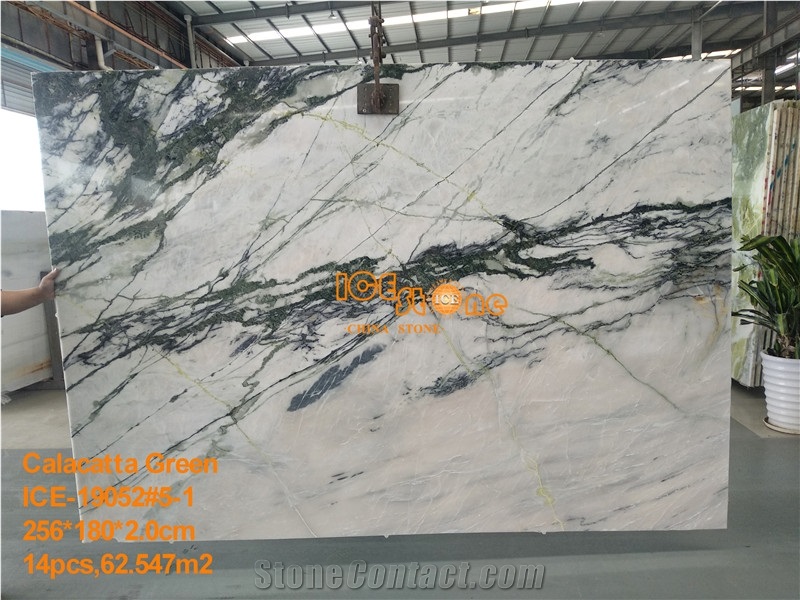 China Aurora White and Green Marble Slabs & Tiles