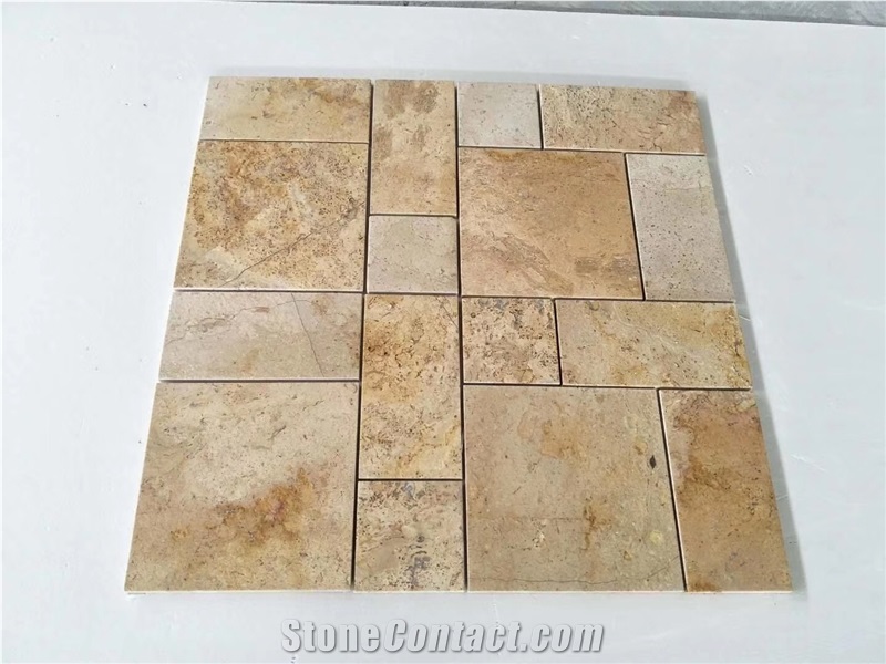 Beige Travertine Opus Pattern Floor Tiles