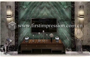 Bookmatched Tv Wall Cover/Royal Jade Marble Slabs