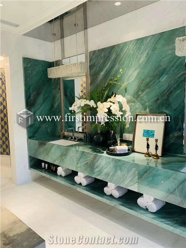 Bookmatched Tv Wall Cover/Royal Jade Marble Slabs