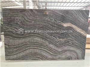 China Ancient Wood Grain Silver Wave Marble Slabs