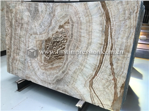 China Coral Onyx Stone/Bookmatch for Walling