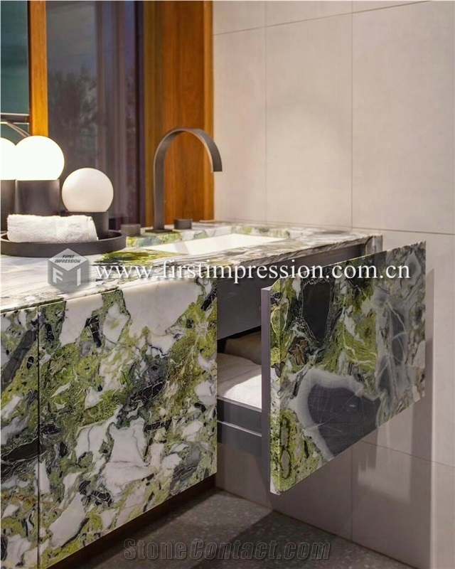 China White Beauty Green Marble Counter Top