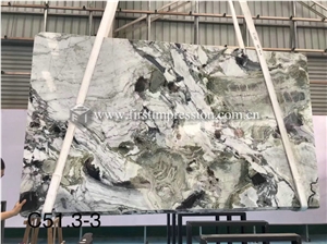 China White Beauty Ice Connect Green Marble Slabs